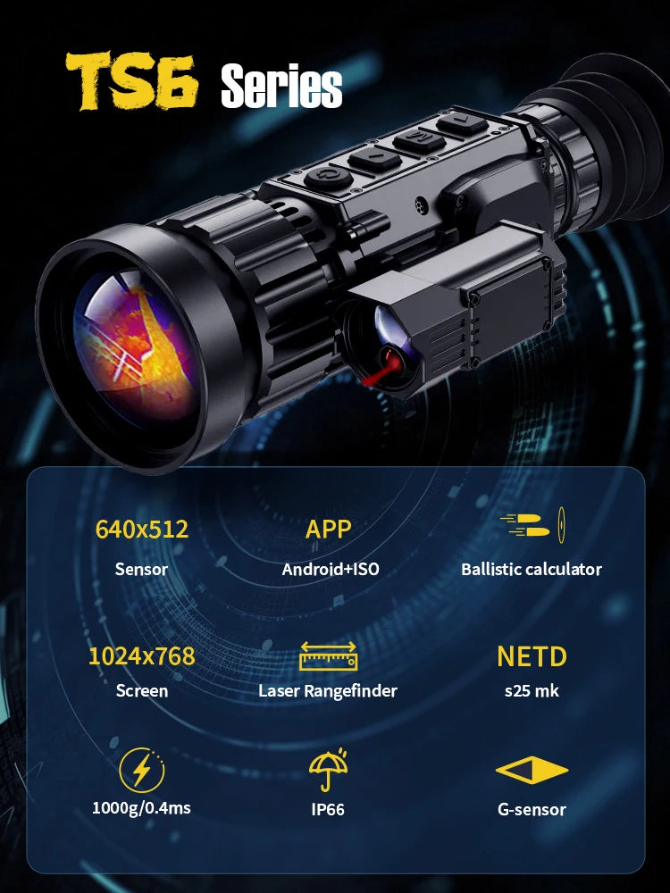 Night Thermal 640 x 512 TS Series Thermal Imaging Riflescope with Laser Rangefinder (50mm Lens, 50 Hz)