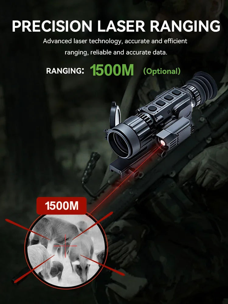 Night Thermal 640 x 512 TS Series Thermal Imaging Riflescope with Laser Rangefinder (50mm Lens, 50 Hz)