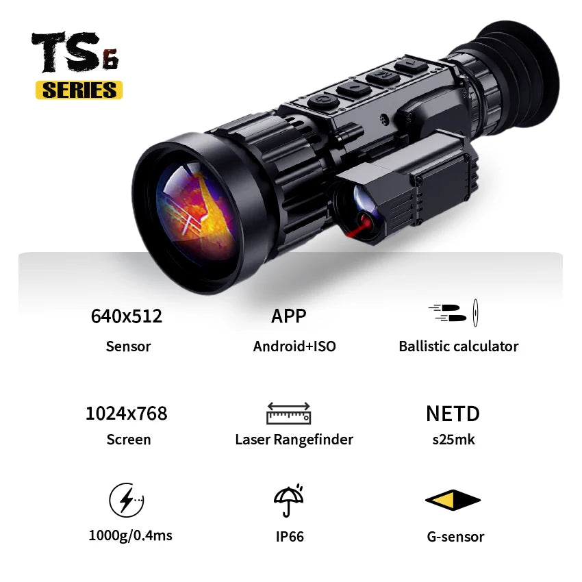 Night Thermal 640 x 512 TS Series Thermal Imaging Riflescope with Laser Rangefinder (50mm Lens, 50 Hz)
