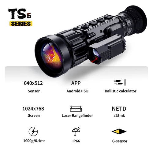 Night Thermal 640 x 512 TS Series Thermal Imaging Riflescope with Laser Rangefinder (50mm Lens, 50 Hz)