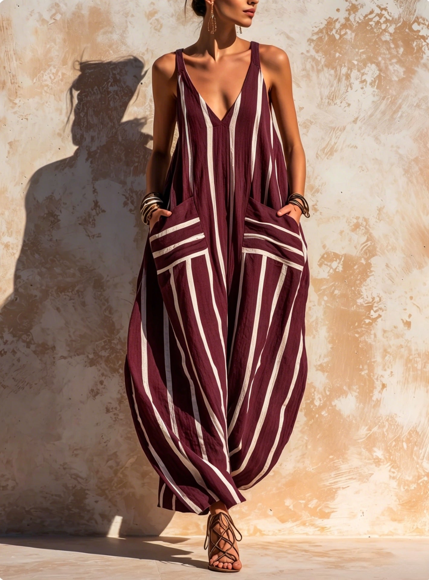🌷🌷Relaxed Linen-Blend Jumpsuit