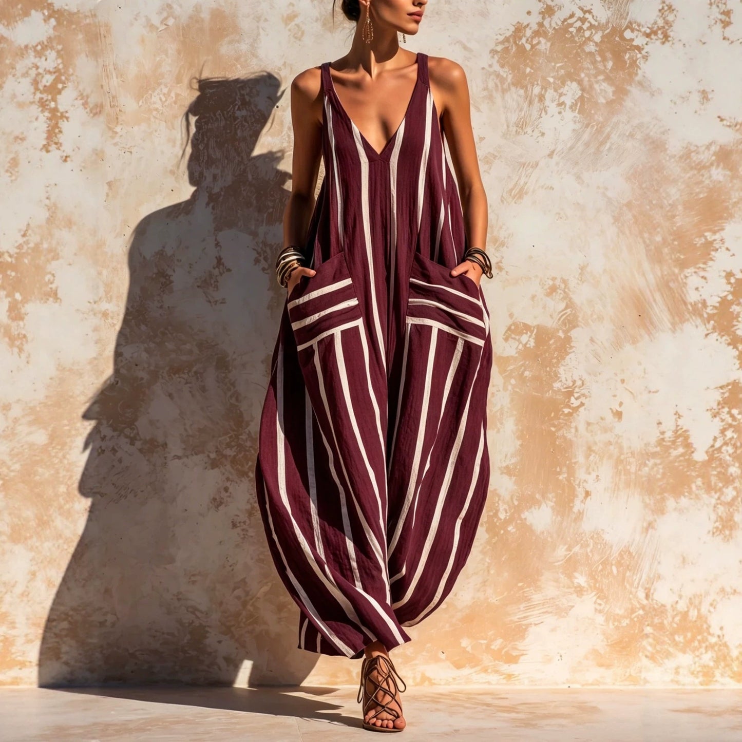 🌷🌷Relaxed Linen-Blend Jumpsuit