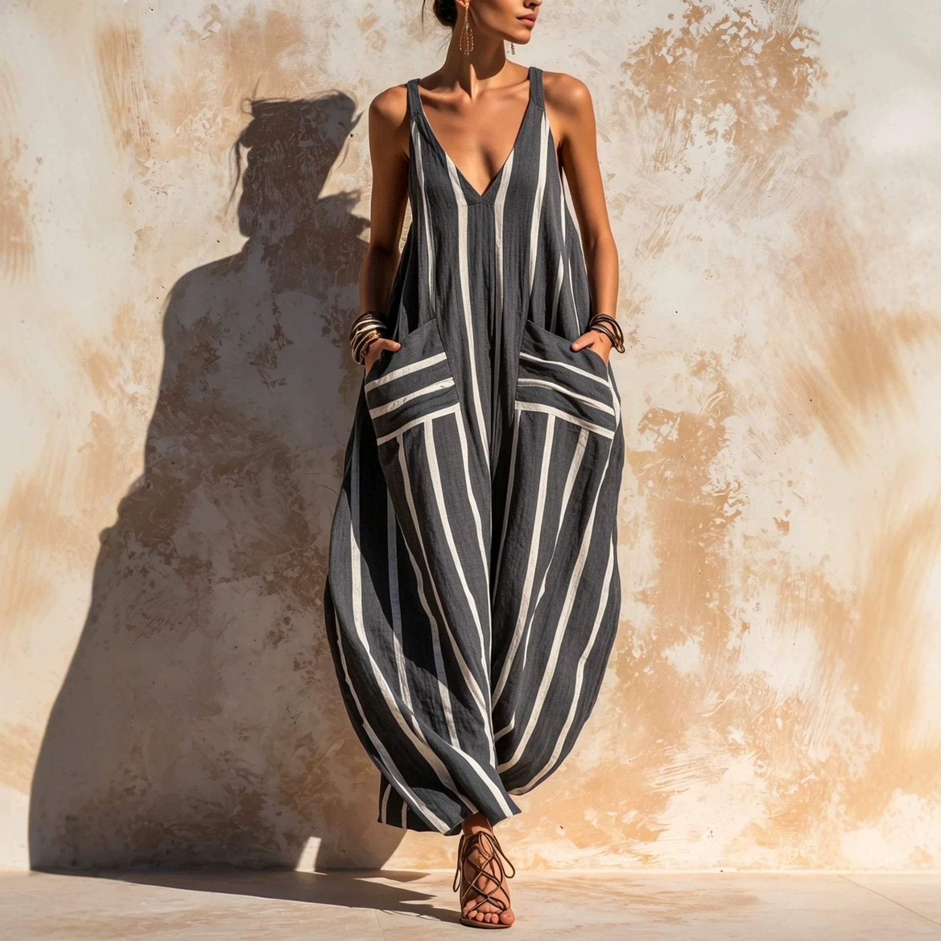 🌷🌷Relaxed Linen-Blend Jumpsuit